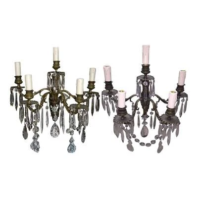 19th Century French Louis XV Bronze and Crystal sconces - 5 light - a pair - Image 1 of 4