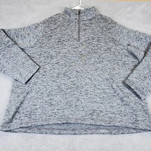 Lands End Mens Sweatshirt 3XL Heather Gray Pullover Zip Pocket Sleeve  - Picture 1 of 8
