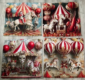 COLOURFUL CIRCUS PRINT DESIGN PACK 4 CUSHION COVERS..BRAND NEW..45x45 CM - Picture 1 of 1