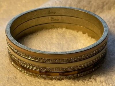 Lia Sophia "HAMPTONS" Juego de 3 Pulseras Brazalete Delgado Cristal Esmalte Joyería Usado en Excelente Condición Foto 1 de 4