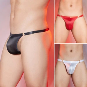 Mens 3-Pack Sexy Shiny T-Back G-String Thong Underwear Sheer Pouch Bikini Briefs - Picture 1 of 10