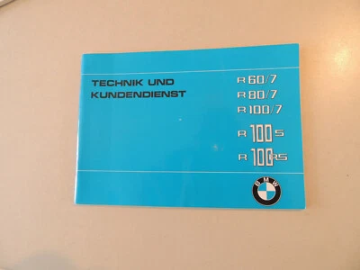 02.1978 Technik und Kundendienst Handbuch  BMW R 60/7 80/7 100/7  R 100 S RS  - Bild 1 von 4