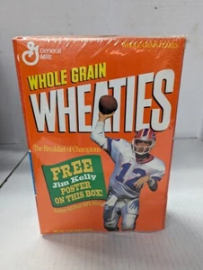 Wheaties NEW Plastic Sealed Vintage Jim Kelly QB Buffalo Bills CEREAL Box Full - Picture 1 of 6