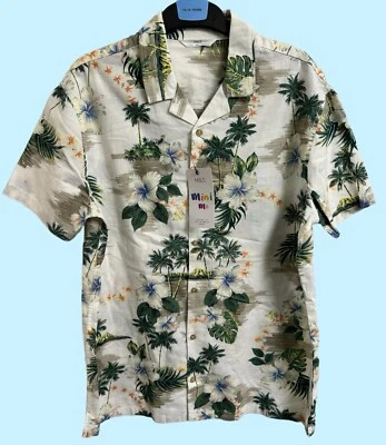 MARKS AND SPENCER BNWT M&S Ecru Mix Collared Short Sleeves Hawaiian Design Shirt - Age 14-15;15-16