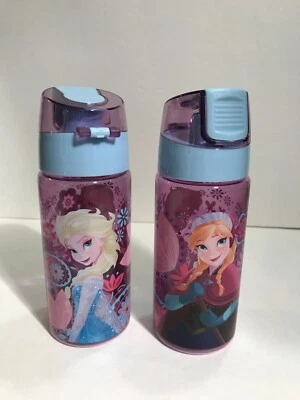 NUEVO x2 Disney Frozen Elsa Anna Botella de Agua de Plástico Abatible Foto 1 de 2