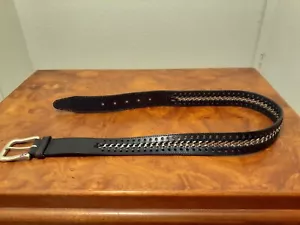 Harley Davidson Genuine Leather Biker Belt. 32. Black/Chrome. #97669-05V. - Picture 1 of 8