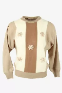 Jersey Manga Larga Vintage Cuello Redondo Bordado Perla Retro Años 90 38 - IL3072 - Imagen 1 de 4