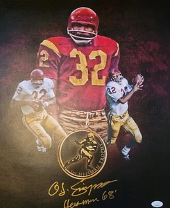 OJ Simpson Singed 16 x 20 Canvass Heisman 68' Insc. Limited Edition #4 of 10 JSA - Picture 1 of 8