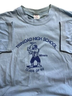 复古 60 年代特立尼达高中矿工大号 T 恤科罗拉多州  — 第 1/4 张图片