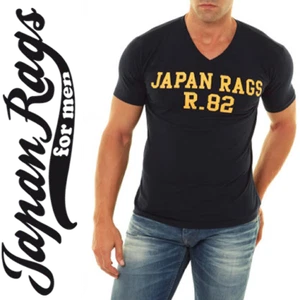 $65 NEW L LARGE JAPAN RAGS WORN R.82V NECK MARINE BLUE MENS T-SHIRT - Picture 1 of 5