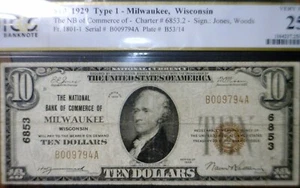 1929 $10 PCGS VF25 Milwaukee WISCONSIN National Bank Note Currency Very Fine NR - Picture 1 of 10