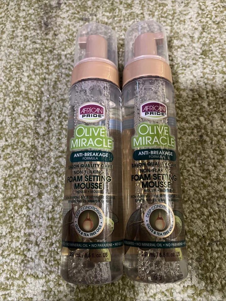 2X African Pride Olive Miracle Foam Setting Mousse 8.5oz - Image 1 of 1