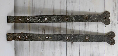 2 ancienne penture charniere gond coeur porte volet fer forgé XVIII siecle - Photo 1/4