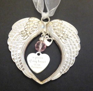 A Piece of my Heart is in Heaven Guardian Angel Platinum Plated Wing Memorial - Picture 1 of 7