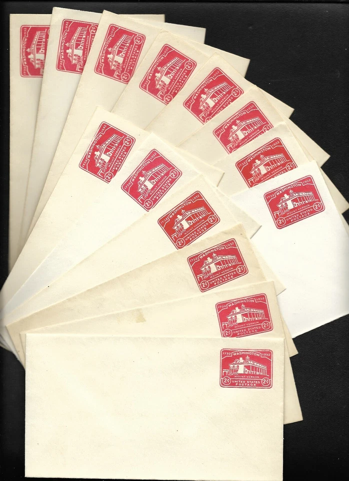 US FDC 1932 Washington Embossed Envelopes 14 Unaddressed Uncacheted Scott U525 | - Image 1 of 1