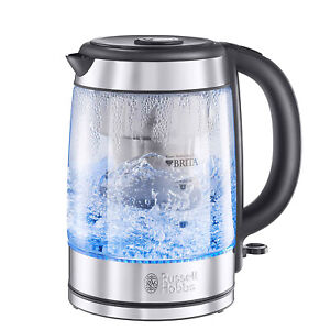 Russell Hobbs Kettle Brita Glass & Stainless Steel Electric Cordless 1.7L LED