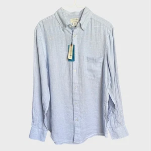 Caribbean Joe  Mens Small Light Blue 100% Linen Button Shirt NWT Coastal - Picture 1 of 6