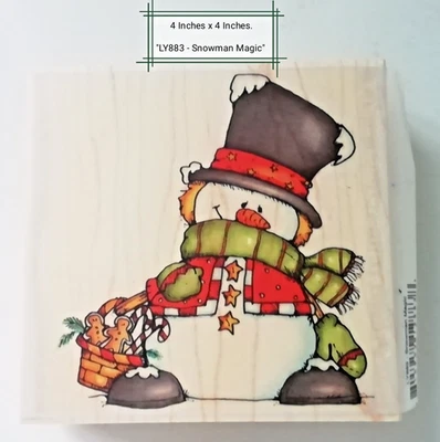 Whipper Snapper Designs #LY883 "Snowman Magic"-Rubber Stamp, Wooden Mount. New. - Image 1 of 4