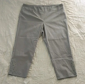 Ruby Rd Women’s Plus 22W Gray Ankle Jeans Eyelet Hem Stretch Comfort Cotton NWT - Picture 1 of 6