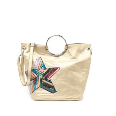 Camiseta e jeans feminina nova com etiquetas anel com lantejoulas estrela tiracolo bolsa dourada - Imagem 1 de 4