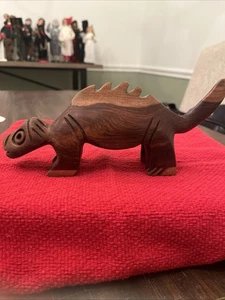 Hand Carved Wooded Dinosaur 2 Toned Color Smooth Finish - Picture 1 of 18