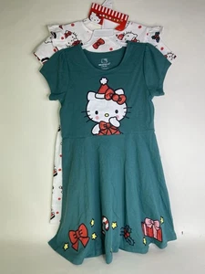 Hello Kitty Holiday Christmas 2 Piece Fit and Flare Dress Girls Size 10 - Picture 1 of 13