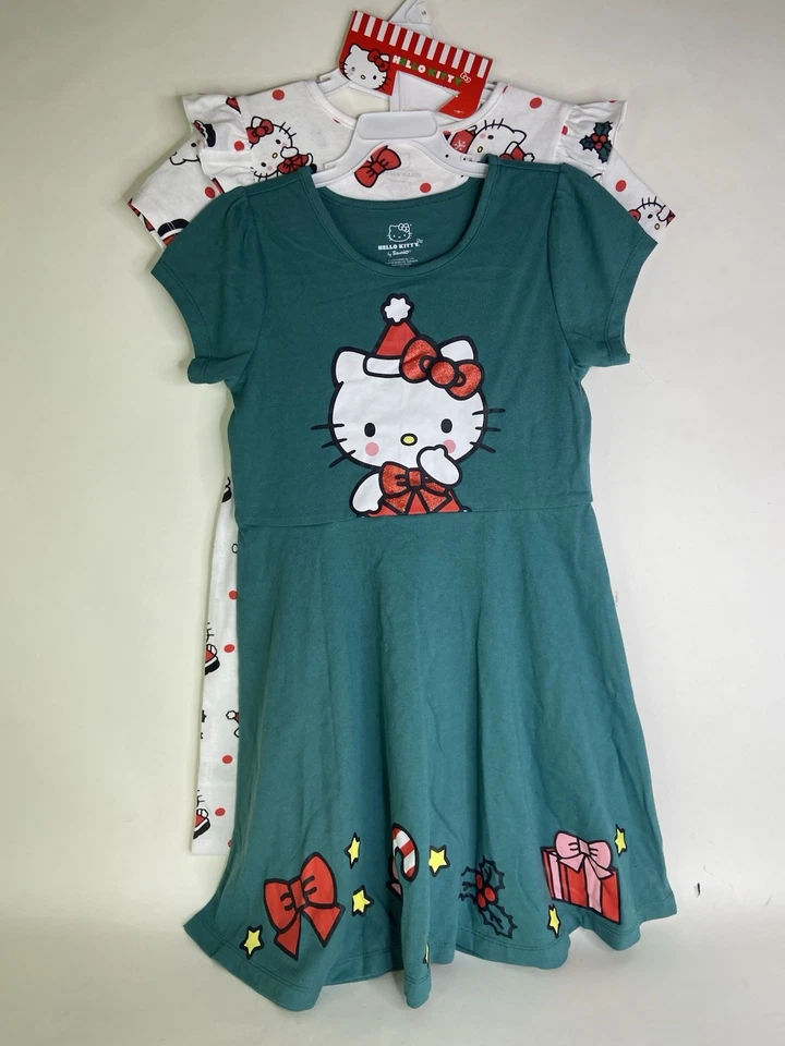 Vestido Hello Kitty Holiday Navidad 2 Piezas Ajuste y Acampanado Niñas Talla 10 Foto 1 de 4