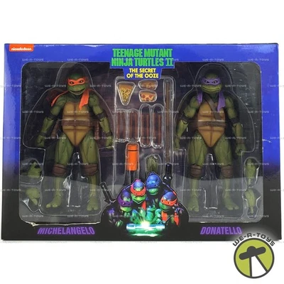 TMNT II The Secret of the Ooze Michelangelo & Donatello Figures 2022 NECA #54240 - Image 1 of 4
