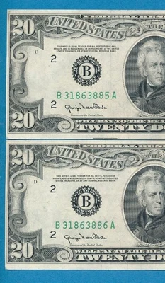 2 a US$ 20. 1950 NOVA YORK DISTRICT ESCOLHA CONSECUTIVA NOVAS NOTAS FRN - Imagem 1 de 3