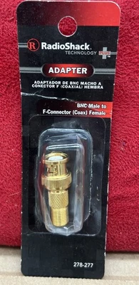 RADIO SHACK ADAPTER BNC MALE TO E CONNECTOR COAX FEMALE NEW 278-277 Goldseries - Image 1 of 2