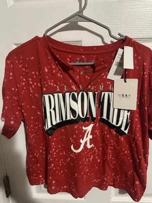 WEAR By Erin Andrews NCAA Alabama Crimson Tide  Splatter Cropped  Neck T-Shirt S - Image 1 of 3