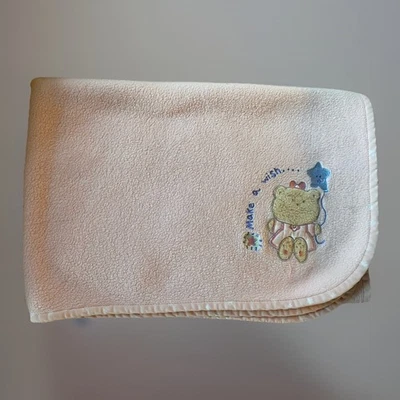 Cobertor Just Born Make A Wish ursinho de pelúcia rosa bebê estrelas borda acabamento lã - Imagem 1 de 4