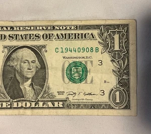 SEPT 08 1944 Birthday Date Note Fancy Serial Number One Dollar Bill 1944 09 08 - Picture 1 of 3