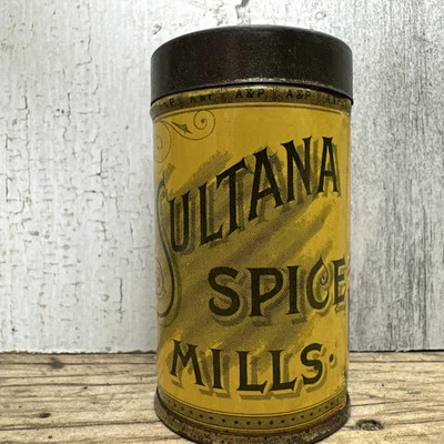 Antique Advertising Allspice Spice Tin  A&P Sultana Spice Mills lithograph 1890s - Image 1 of 4