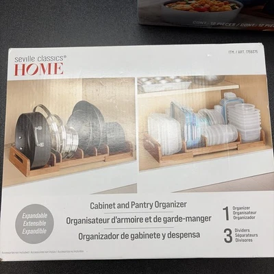 Organizador de gabinete y despensa Seville Classics Home expandible bambú marrón Foto 1 de 3