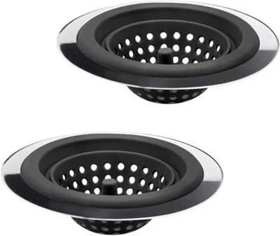 2PCS Sink Strainers,Flexible Silicone and Stainless Steel Kitchen Sink Drainer - Image 1 of 4