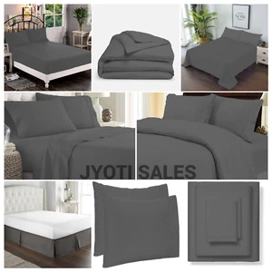 1000 TC OR 1200 TC 100% Egyptian Cotton Linen Gray Solid Choose Bedding Set - Picture 1 of 23
