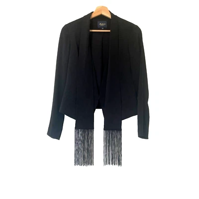 Chaqueta Blazer Shoshanna Noche Medianoche Flecos Cuello Corbata Negra Talla 4 Foto 1 de 4