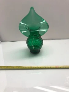 Gibson Art Glass Green Texture Jack in the Pulpit Vase Signed 8t X 5w” - Picture 1 of 7
