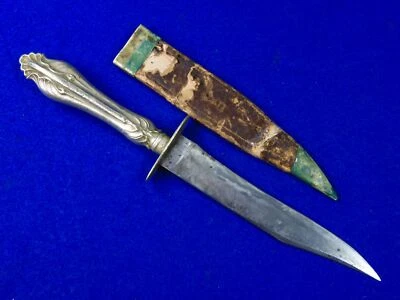 Старинный старый охотничий боевой нож США 19 века времен гражданской войны с ножнами - Изображение 1 из 4