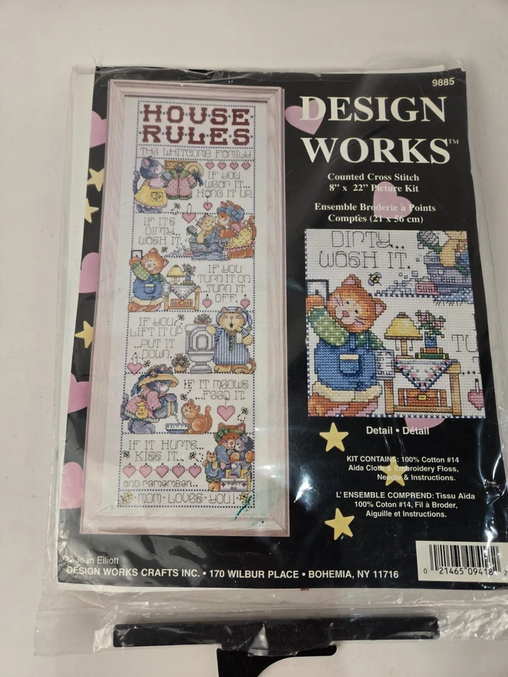 NUEVO Oso de peluche Design Works DE COLECCIÓN punto de cruz reglas de casa primera casa hogar Foto 1 de 2