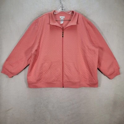 Suéter De Colección Años 90 Maggie Dulce Rosa Cuello Acolchado Cremallera Completa Para Mujer Talla Grande 4X Foto 1 de 4