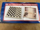 Wooden Folding Draughts / Backgammon Set - damaged box