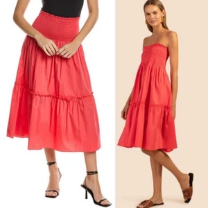 TRINA TURK Wear 2 Ways Conchita Falda Midi O Vestido XS Coral $278 - Imagen 1 de 13