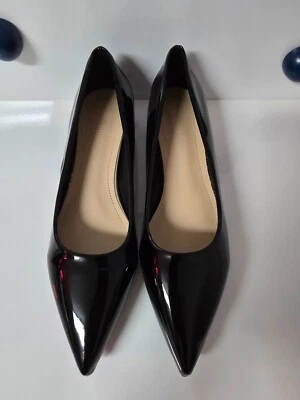 Hidden Heel Slip On Pointed Toe Patent Leather Shoes Office Work Size Pumps - Image 1 of 4