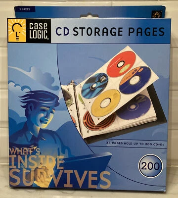 Case Logic 200 Capacity Cd Album Refill Pages Slide Insert Plastic Clear NEW - Image 1 of 4