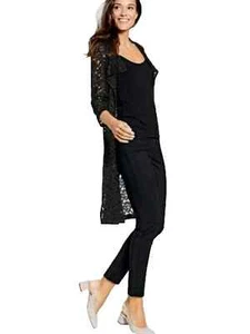 Patrizia Dini Size 14 fit 16 Black Long Lace JACKET Party Occasion Evening £120 - Picture 1 of 5