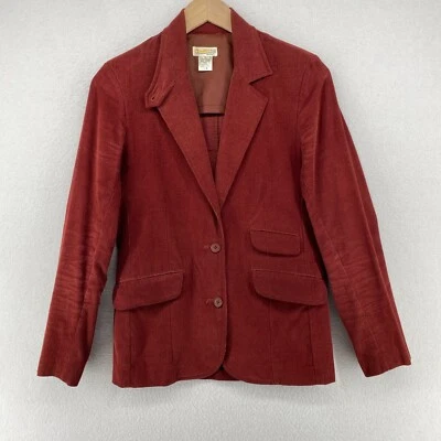 Chaqueta BRADLEES 8 Blazer Pana Dos Botones Muesca Cuello Forrado Algodón Rojo De Colección Foto 1 de 4