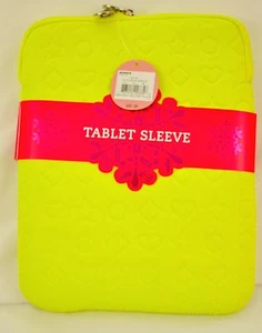 BRAND NEW! neon table sleeve embossed I-pad case yellow MSRP $30 top big zipper - Picture 1 of 1