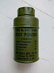 Polvo para pies de colección The Scholl MFG CO 1 OZ Chicago 10 Illinois Ejército completo de Estados Unidos - Imagen 1 de 6